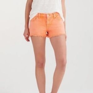 7 for all mankind jean shorts orange peach 27 denim Monroe cut